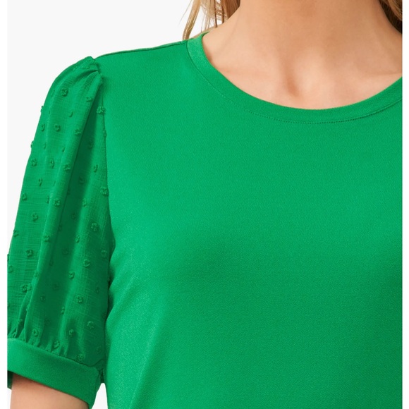 Puff Sleeve Mixed Media Top - Picture 2 of 9